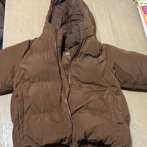 Brown Puffer Jacket with Hood